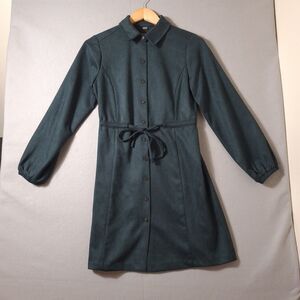Calvin Klein Shirt Dress Womens Size 6 Teal Belted Button Front  Long Sleeve
